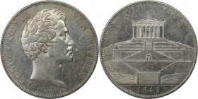 Altdeutsche Münzen und Medaillen, BAYERN / BAVARIA. Ludwig I. (1825-1848). Walhalla. Geschichtsdoppeltaler 1842, Silber. AKS 103. Fast Vorzüglich