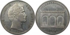 Altdeutsche Münzen und Medaillen, BAYERN / BAVARIA. Ludwig I. (1825-1848). Feldherrenhalle. Geschichtsdoppeltaler 1844, Silber. AKS 106. Vorzüglich, K...