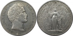 Altdeutsche Münzen und Medaillen, BAYERN / BAVARIA. Ludwig I. (1825-1848). Geschichtsdoppeltaler 1845, auf die Geburt der beiden Enkel. Silber. AKS 10...