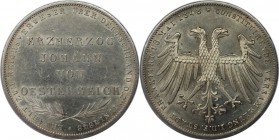 Altdeutsche Münzen und Medaillen, FRANKFURT-STADT. Erzherzog Johann von Österreich. Gedenkdoppelgulden 1848. Silber. AKS 39. Fast Stempelglanz