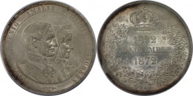 Altdeutsche Münzen und Medaillen, SACHSEN - ALBERTINE. Johann (1854-1873). Goldene Hochzeit. 2 Taler 1872 B, Silber. KM 1231.1. ANACS MS-63