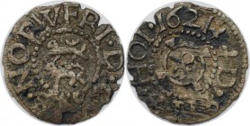 Altdeutsche Münzen und Medaillen, SCHLESWIG - HOLSTEIN - GOTTORP. Friedrich III. (1616-1659). 1/96 Taler (Sechsling) 1621. Zwei Kleeblätter. Die Schle...