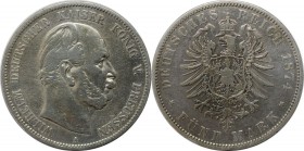 Deutsche Münzen und Medaillen ab 1871, REICHSSILBERMÜNZEN, Preußen, Wilhelm I. (1861-1888). 5 Mark 1874 A, Silber. Jaeger 97A. Sehr schön