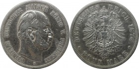 Deutsche Münzen und Medaillen ab 1871, REICHSSILBERMÜNZEN, Preußen, Wilhelm I. (1861-1888). 5 Mark 1876 B, Silber. Jaeger 97B. Sehr schön