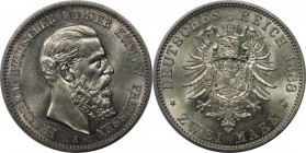 Deutsche Münzen und Medaillen ab 1871, REICHSSILBERMÜNZEN, Preußen, Friedrich III. (1888-1888). 2 Mark 1888 A, Silber. Jaeger 98. Fast Stempelglanz