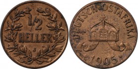 Deutsche Münzen und Medaillen ab 1871, DEUTSCHE KOLONIEN. Deutsch Ostafrika. 1/2 Heller 1905 J. Jaeger N715. Vorzüglich