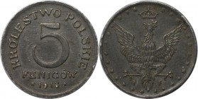 Deutsche Münzen und Medaillen ab 1871, DEUTSCHE NEBENGEBIETE. Geplantes Königreich Polen (1916-1918). 5 Fenigow 1918 F. Jaeger 605. Vorzüglich