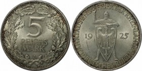 Deutsche Münzen und Medaillen ab 1871, WEIMARER REPUBLIK. 1000-Jahrfeier der Rheinlande. 5 Mark 1925 A, Vs: Stehende Ritter mit Adlerschild / Rs: Wert...