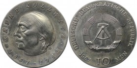 Deutsche Münzen und Medaillen ab 1945, Deutsche Demokratische Republik bis 1990. 10 Mark 1967, Zur 100 Geburtstag von Käthe Kollwitz. Silber. KM 17.1....