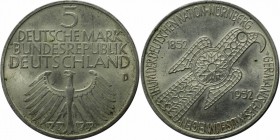 Deutsche Münzen und Medaillen ab 1945, BUNDESREPUBLIK DEUTSCHLAND. Germanisches Museum. 5 Mark 1952 D, Vs: Ostgotische Adlerfibel / Rs: Bundesadler. S...