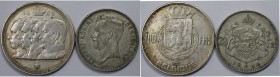 Europäische Münzen und Medaillen, Belgien / Belgium, Lots und Sammlungen. 20 Francs 1934, KM 104.1, 100 Francs 1948, KM 138.2, Lot von 2 Münzen, Silbe...