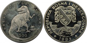 Europäische Münzen und Medaillen, Bosnien und Herzegowina / Bosnia and Herzegovina. 500 Dinara 1993, Kupfer-Nickel. KM 4. Polierte Platte