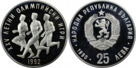 Europäische Münzen und Medaillen, Bulgarien / Bulgaria. Olympische Spiele in Barcelona 1992 - Marathon. 25 Leva 1990, Silber. 0.7 OZ. KM 196. Polierte...