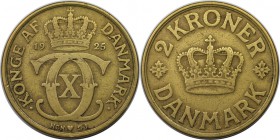 Europäische Münzen und Medaillen, Dänemark / Denmark. Christian X. 2 Kroner 1925, Aluminium-Bronze. KM 825. Sehr schön