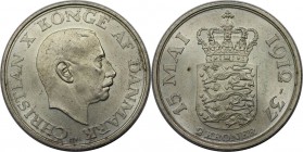 Europäische Münzen und Medaillen, Dänemark / Denmark. Christian X. 25. Jahrestag der Herrschaft. 2 Kroner 1937, Silber. Fast Stempelglanz