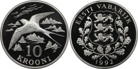 Europäische Münzen und Medaillen, Estland / Estonia. 10 Krooni 1992, Silber. Polierte Platte