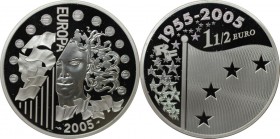 Europäische Münzen und Medaillen, Frankreich / France. Europa Währungen Paritäten. 1-1/2 Euro 2005, Silber. KM 1434. Polierte Platte