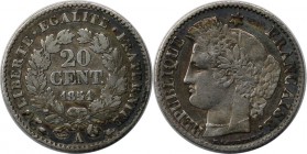 Europäische Münzen und Medaillen, Frankreich / France. 20 Centimes 1851 A, Silber. KM 758.1. Fast Vorzüglich