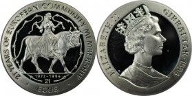 Europäische Münzen und Medaillen, Gibraltar. Europa auf dem Stier. 21 Ecus 1994, Silber. 0.57 OZ. KM 491. Polierte Platte. Min.berührt.