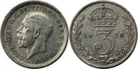 Europäische Münzen und Medaillen, Großbritannien / Vereinigtes Königreich / UK / United Kingdom. George V. (1910-1936). 3 Pence 1926, Silber. KM 813a....