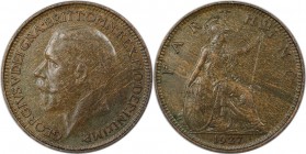 Europäische Münzen und Medaillen, Großbritannien / Vereinigtes Königreich / UK / United Kingdom. George V. (1910-1936). Farthing 1927, Bronze. KM 825....
