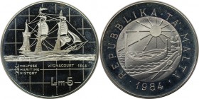 Europäische Münzen und Medaillen, Malta. 5 Liri 1984, Silber. 0.59 OZ. KM 69. Polierte Platte