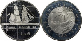 Europäische Münzen und Medaillen, Malta. 5 Liri 1984, Silber. 0.59 OZ. KM 70. Polierte Platte