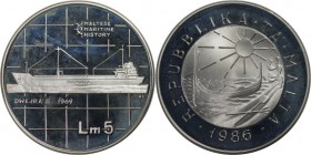 Europäische Münzen und Medaillen, Malta. 5 Liri 1986, Silber. 0.59 OZ. KM 86. Polierte Platte