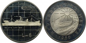 Europäische Münzen und Medaillen, Malta. 5 Liri 1986, Silber. 0.59 OZ. KM 83. Polierte Platte