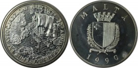 Europäische Münzen und Medaillen, Malta. 20. Jahrestag Malta - EU. 5 Liri 1990, Silber. 0.84 OZ. KM 91. Stempelglanz