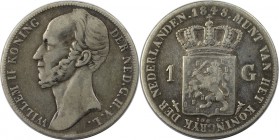 Europäische Münzen und Medaillen, Niederlande / Netherlands. Willem II. (1840-1849). 1 Gulden 1848, Silber. KM 66. Sehr schön