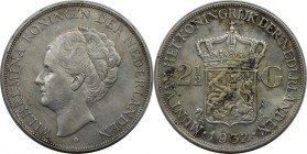 Europäische Münzen und Medaillen, Niederlande / Netherlands. Wilhelmina (1890-1948). 2-1/2 Gulden 1932, Silber. 0.58 OZ. Vorzüglich-Stempelglanz