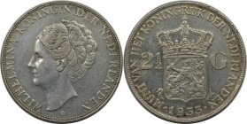 Europäische Münzen und Medaillen, Niederlande / Netherlands. Wilhelmina (1890-1948). 2-1/2 Gulden 1933, Silber. 0.58 OZ. Vorzüglich