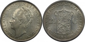 Europäische Münzen und Medaillen, Niederlande / Netherlands. Wilhelmina (1890-1948). 2-1/2 Gulden 1937, Silber. 0.58 OZ. Vorzüglich