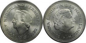 Europäische Münzen und Medaillen, Niederlande / Netherlands. Juliana (1948-1980). 10 Gulden 1970, Silber. 0.58 OZ. Vorzüglich-Stempelglanz