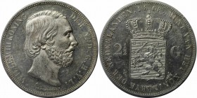 Europäische Münzen und Medaillen, Niederlande / Netherlands. Wilhelm III. (1849-1890). 2-1/2 Gulden 1868, Silber. KM 82. Vorzüglich-stempelglanz, kl. ...
