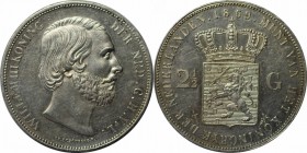 Europäische Münzen und Medaillen, Niederlande / Netherlands. Wilhelm III. (1849-1890). 2-1/2 Gulden 1869, Silber. KM 82. Vorzüglich