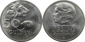 Europäische Münzen und Medaillen, Niederlande / Netherlands. 50 Gulden 1982, Silber. 0.74 OZ. Stempelglanz