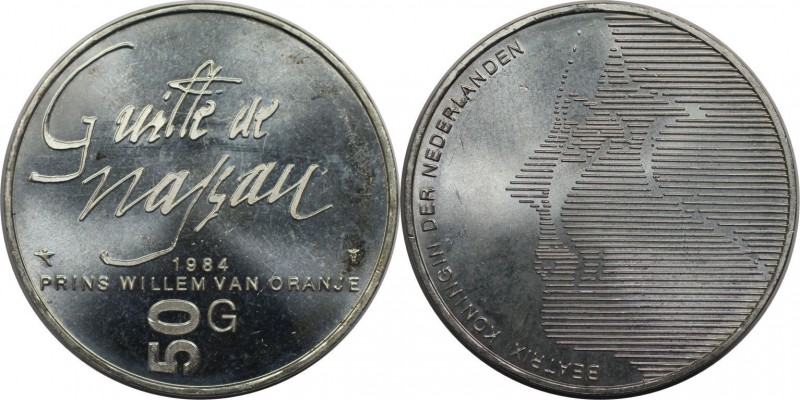 Europäische Münzen und Medaillen, Niederlande / Netherlands. 50 Gulden 1984, Sil...