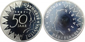Europäische Münzen und Medaillen, Niederlande / Netherlands. 50 Gulden 1987, Silber. 0.74 OZ. Polierte Platte