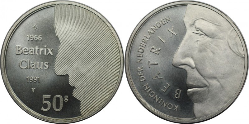Europäische Münzen und Medaillen, Niederlande / Netherlands. 50 Gulden 1991, Sil...