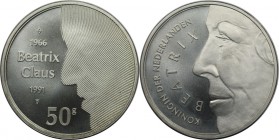 Europäische Münzen und Medaillen, Niederlande / Netherlands. 50 Gulden 1991, Silber. 0.74 OZ. Polierte Platte