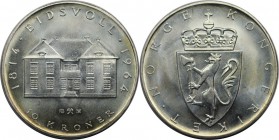 Europäische Münzen und Medaillen, Norwegen / Norway. Haakon VII. 150. Jahrestag der Verfassung. 10 Kroner 1964, Silber. KM 413. Stempelglanz