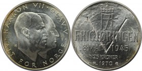 Europäische Münzen und Medaillen, Norwegen / Norway. 25 Jahre Befreiung. Olav V. (1957-1991). 25 Kroner 1970. Silber. KM 414. Stempelglanz