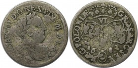 Europäische Münzen und Medaillen, Polen / Poland. Johann III. Sobieski (1674-1696). 6 Gröscher 1682 TLB, Silber. Schön
