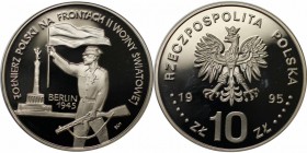 Europäische Münzen und Medaillen, Polen / Poland. Polnischer Soldat an den Fronten des Zweiten Weltkriegs - Berlin 1945. 10 Zlotych 1995, Silber. 0.4 ...
