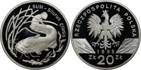 Europäische Münzen und Medaillen, Polen / Poland. Sum Fischer. 20 Zlotych 1995, Silber. 1 OZ. KM Y#290. Polierte Platte