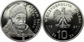 Europäische Münzen und Medaillen, Polen / Poland. Stefan Batory. 10 Zlotych 1997, Silber. 0.42OZ. KM Y#327. Polierte Platte