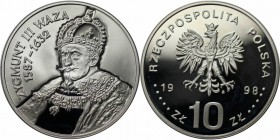 Europäische Münzen und Medaillen, Polen / Poland. Sigismund III. (1587-1632). 10 Zlotych 1998, Silber. 0.42 OZ. KM Y#337. Polierte Platte