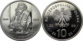 Europäische Münzen und Medaillen, Polen / Poland. Jan Kazimierz II. (1648-68). 10 Zlotych 2000, Silber. 0.42 OZ. KM Y#400. Polierte Platte
